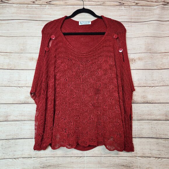 KOKOMO Cape Poncho One Size Red Tank Insert Batwing Sweater Cotton Poly - Picture 1 of 16